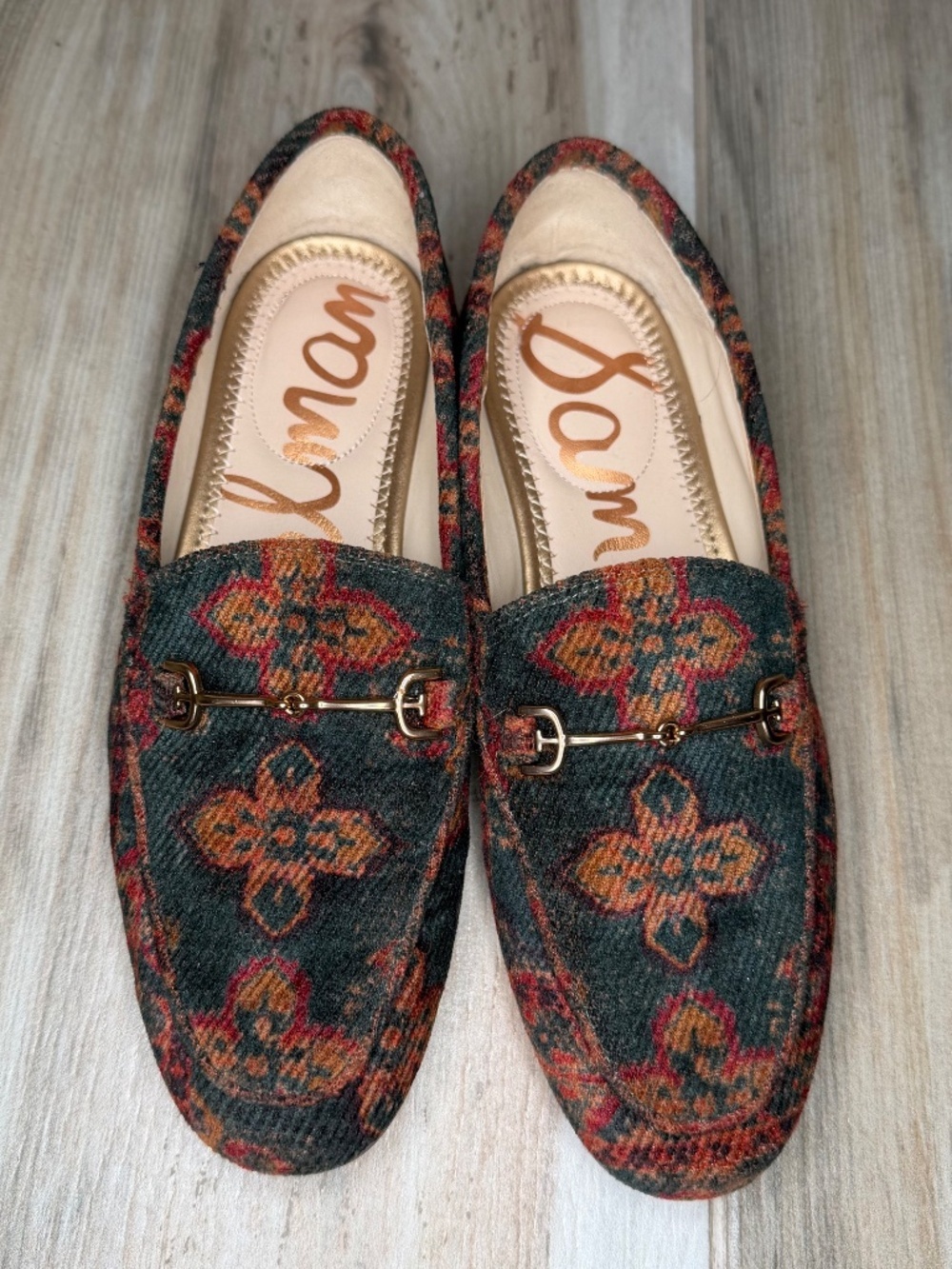 Sam Edelman Loraine Bit Loafer Flats Corduroy Tapastry Women Sz 4.5 - Picture 3 of 10